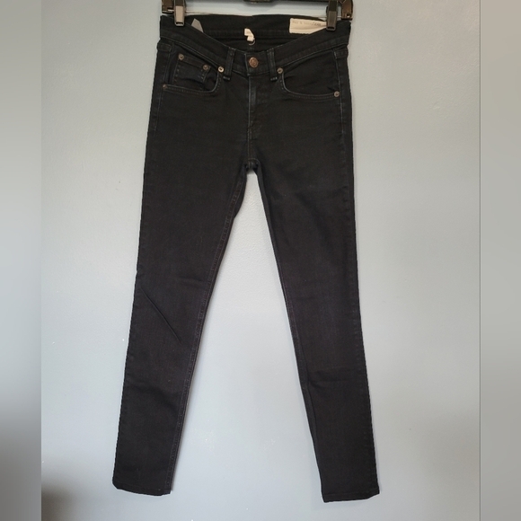 Rag & Bone Skinny Low-rise Jeans Size 25 in Coal - Picture 1 of 9